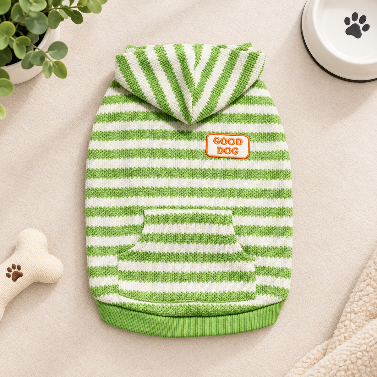 Striped Bubble Hem Dog Hoodie