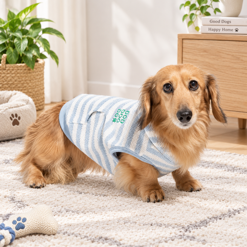 Striped Bubble Hem Dog Hoodie