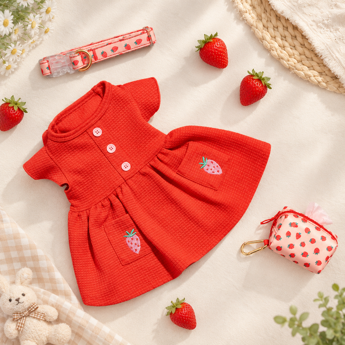 Strawberry Flutter Dog Dress