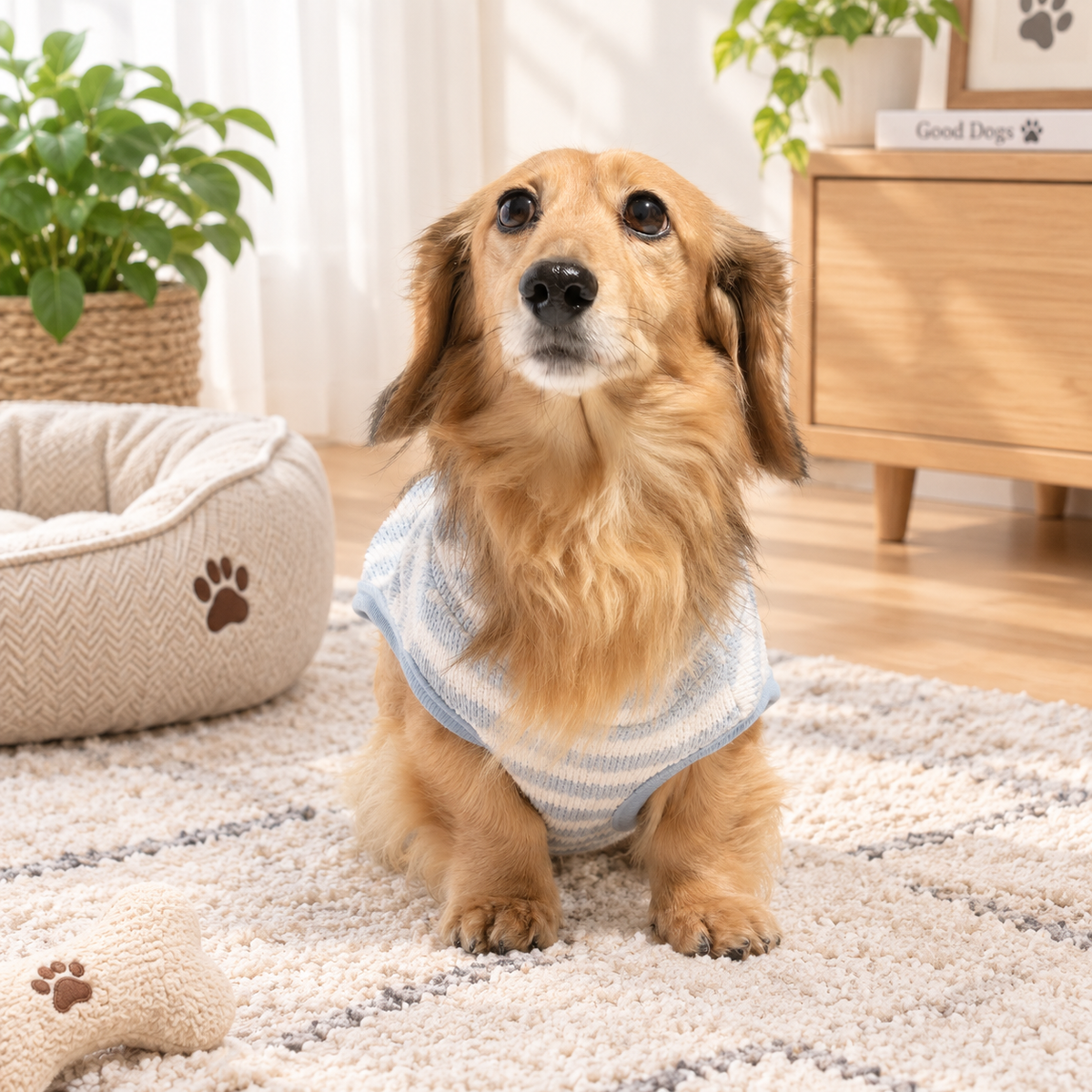 Striped Bubble Hem Dog Hoodie