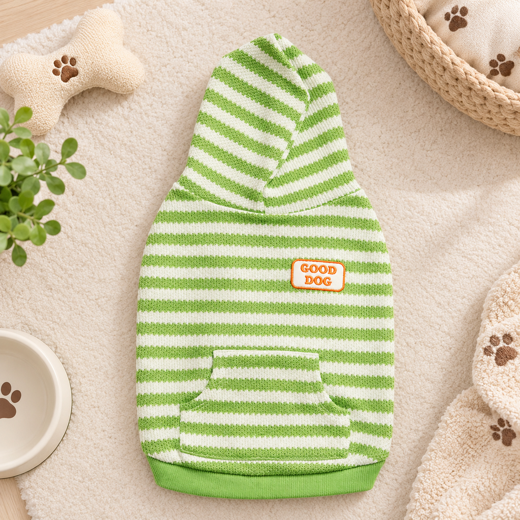 Striped Bubble Hem Dog Hoodie