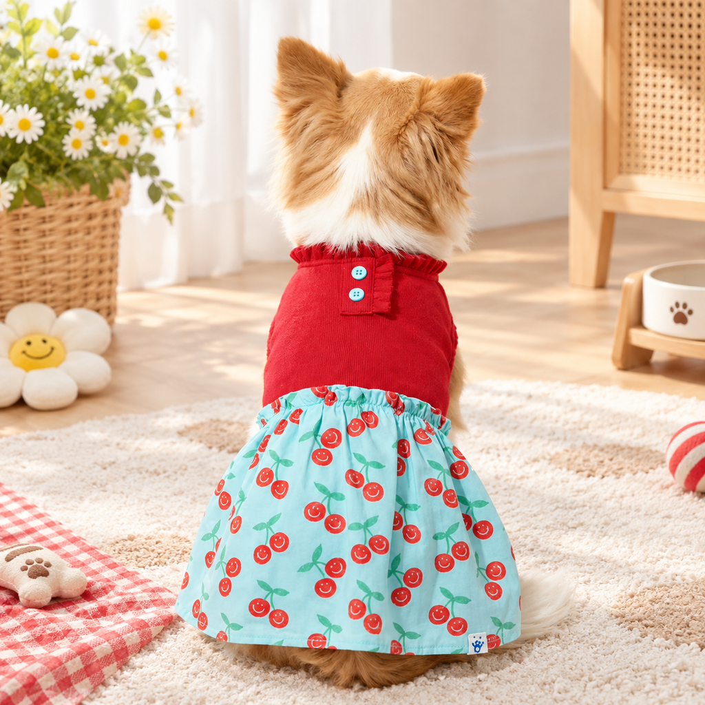 Cherry Ruffle Dog Dress