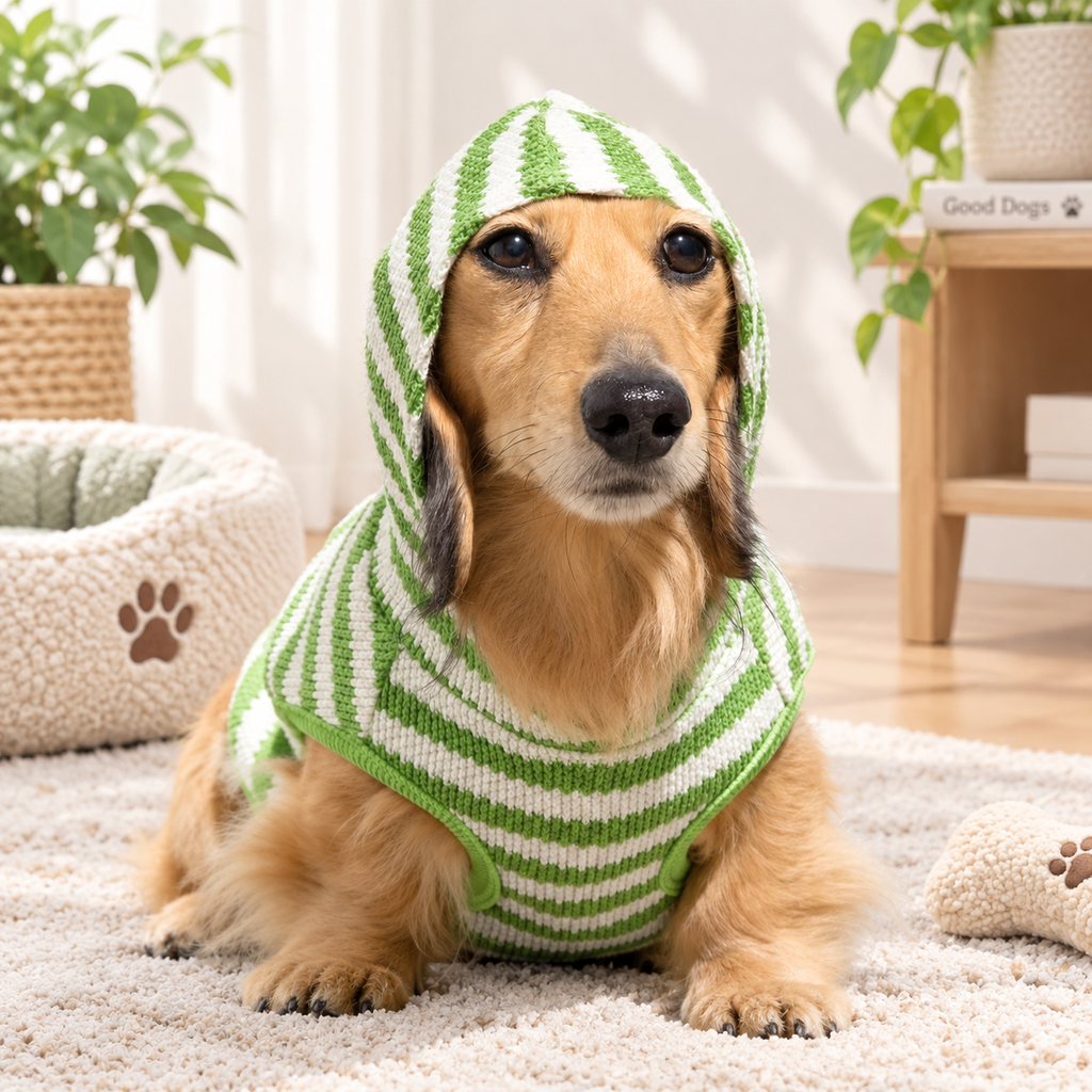Striped Bubble Hem Dog Hoodie
