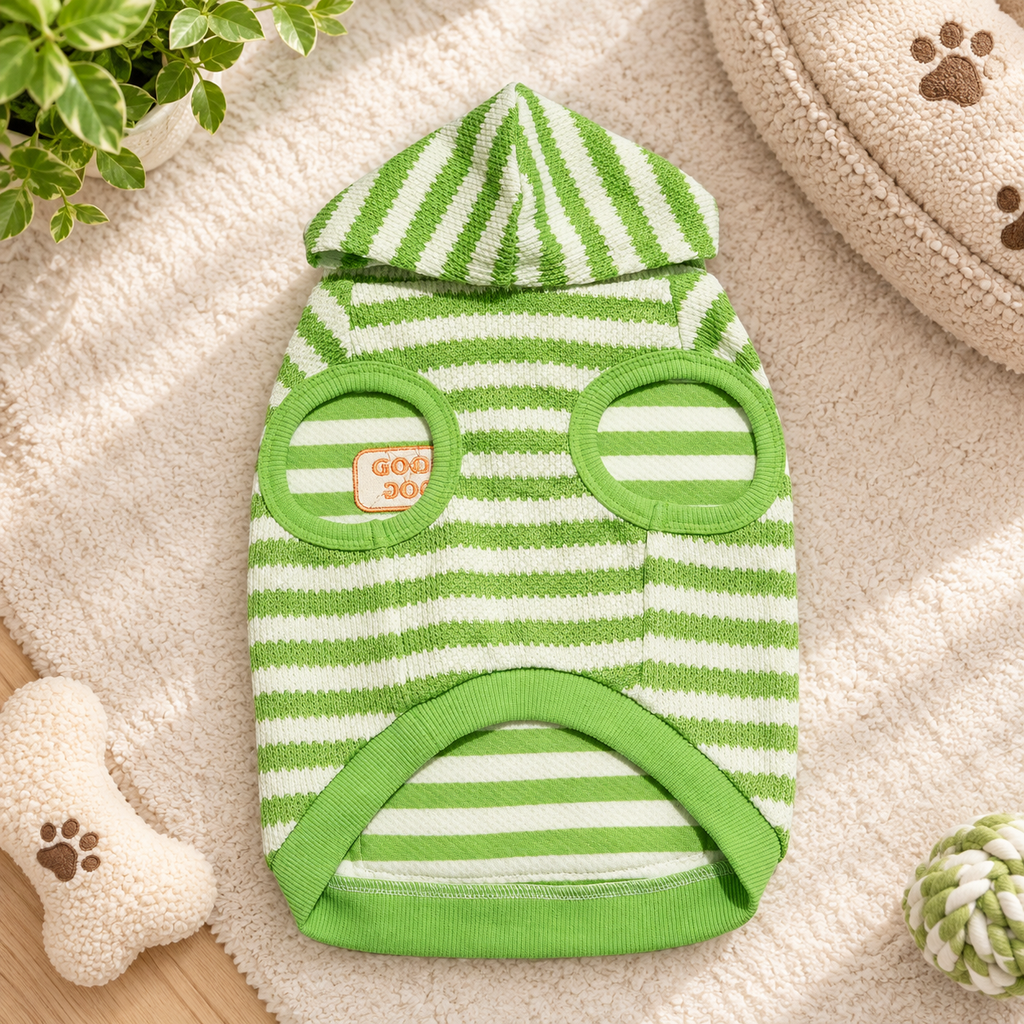 Striped Bubble Hem Dog Hoodie