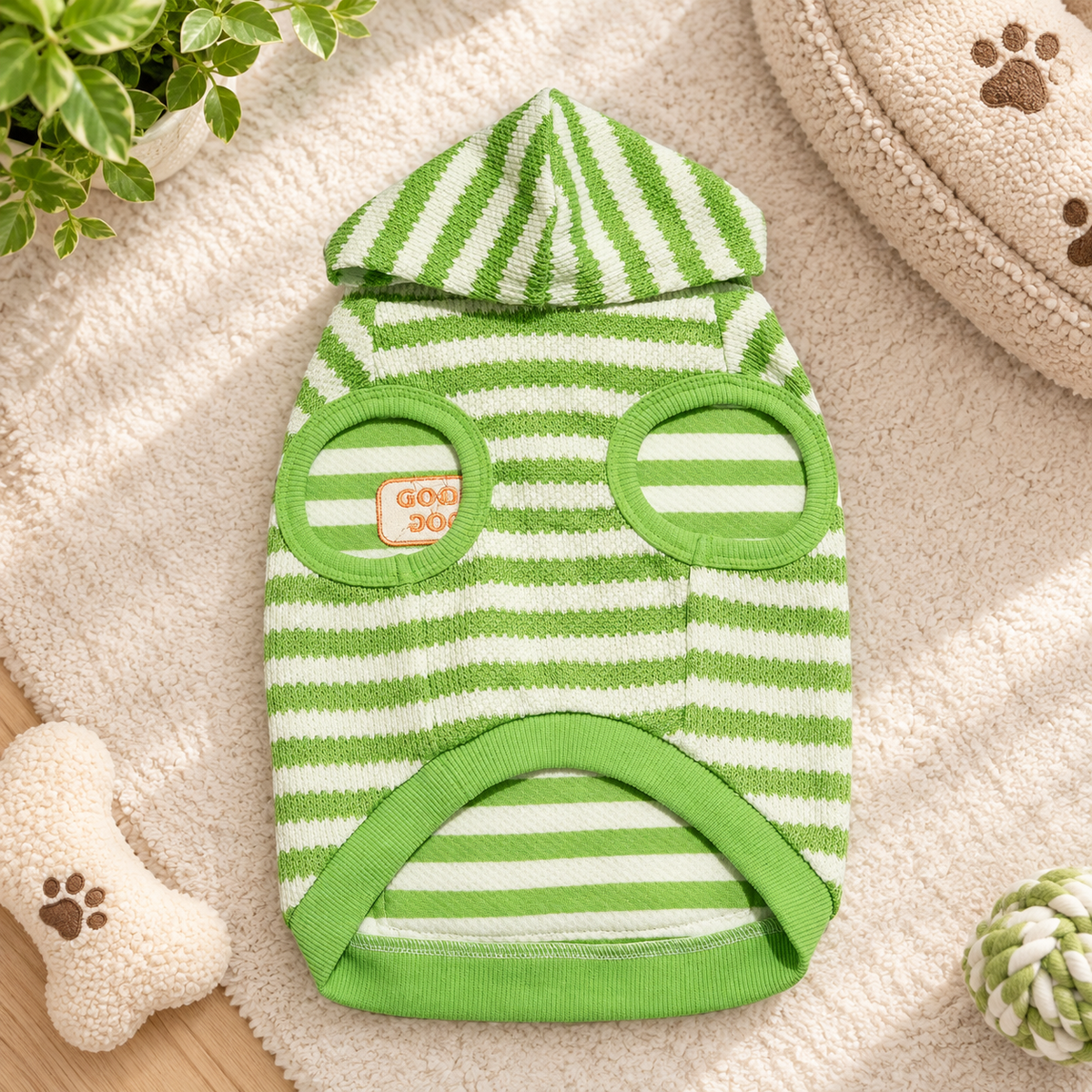 Striped Bubble Hem Dog Hoodie